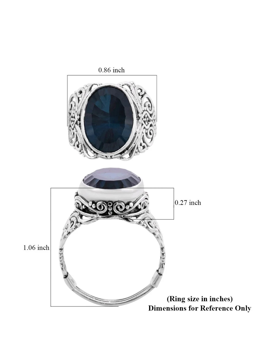 Capri Blue Quartz Bali Legacy Sterling Silver Ring Vintage Vibe Whimsigoth Sz 9